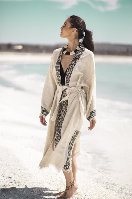 Cascade Kimono Robe-Linen