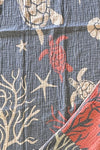 Sea Turtle Turkish Towel- Navy Coral