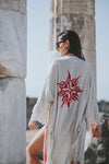 Crimson Flow Kimono Robe-Linen