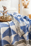 Jacquard Muslin Bed Blanket King/Queen-Blue Crane