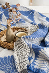 Jacquard Muslin Bed Blanket King/Queen-Blue Crane