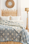 Jacquard Muslin Bed Blanket King/Queen-Teal Flower