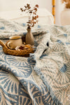 Jacquard Muslin Bed Blanket King/Queen-Teal Flower