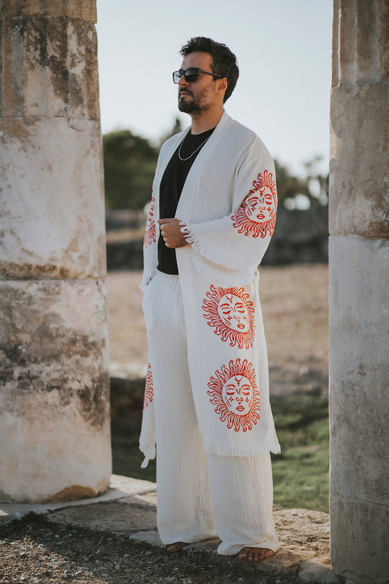 Sun Kimono Robe, Red Print