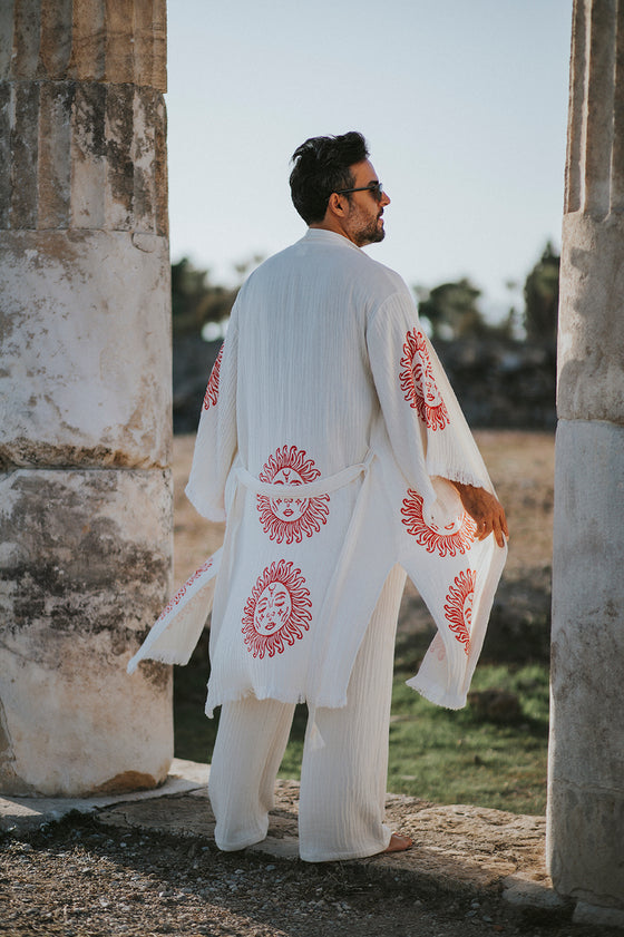 Sun Kimono Robe, Red Print