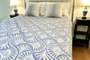 Jacquard Muslin Bed Blanket King/Queen-Soft Blue Flower